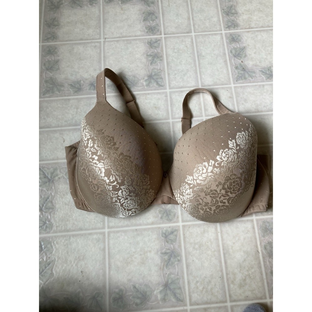 SOMA Stunning Support No Show Minimizer Underwire Floral Soft Nude Tan Bra 44DD